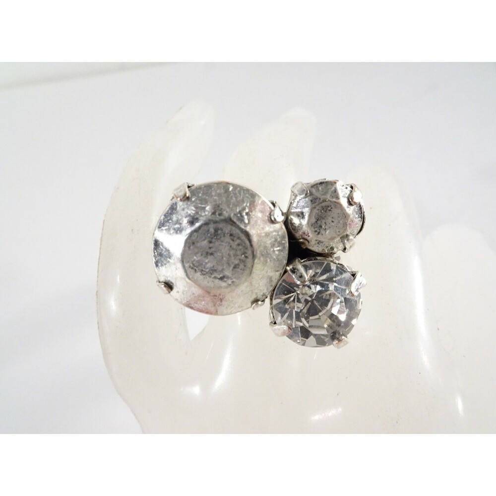 Lee Angel Women's Piper Antique Silver Crystal Statement Ring NWT 145 Sz 8